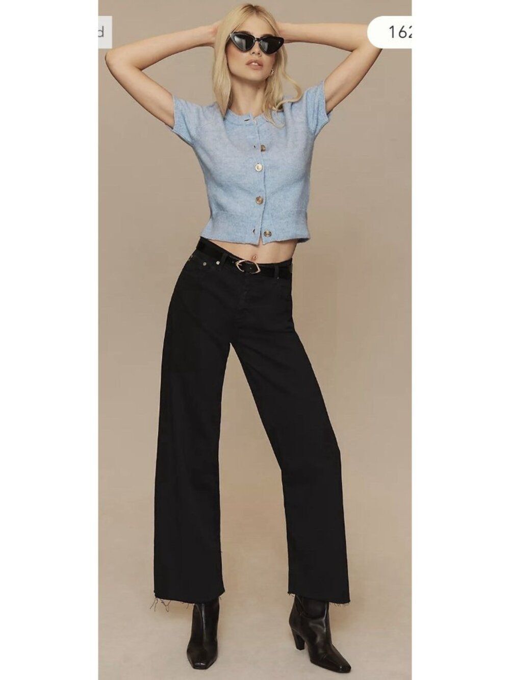 ag Rare saige wide leg crop high rise fit black jeans denim 25